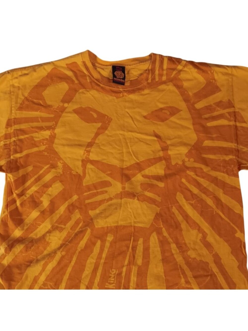 The Lion King AOP XL T-Shirt Disney Musical Mandalay Bay Gold Cotton Y2K Vtg